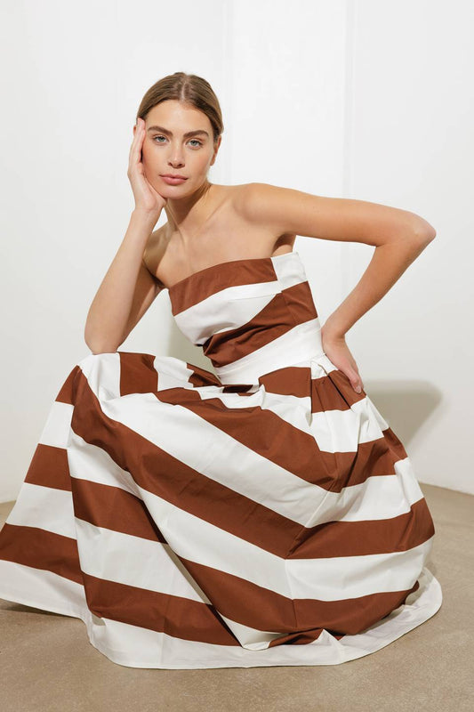 EVERYDAY HUSTLE RUST WOVEN MIDI DRESS Flying Tomato