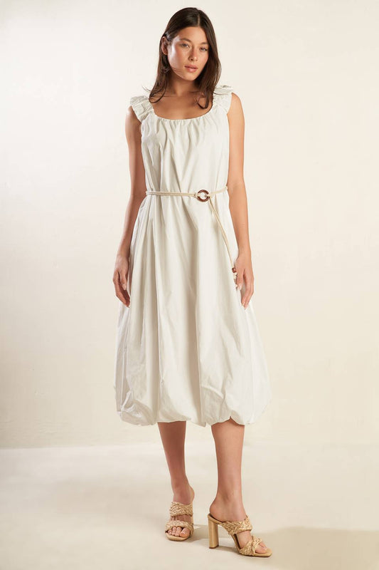 RIVERSIDE SIPS WOVEN MIDI DRESS Flying Tomato