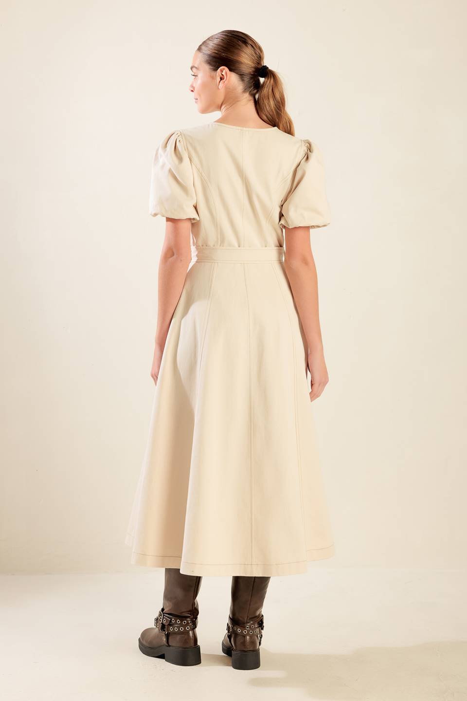 CAPTURED BY THE NIGHT TWILL MIDI DRESS Flying Tomato