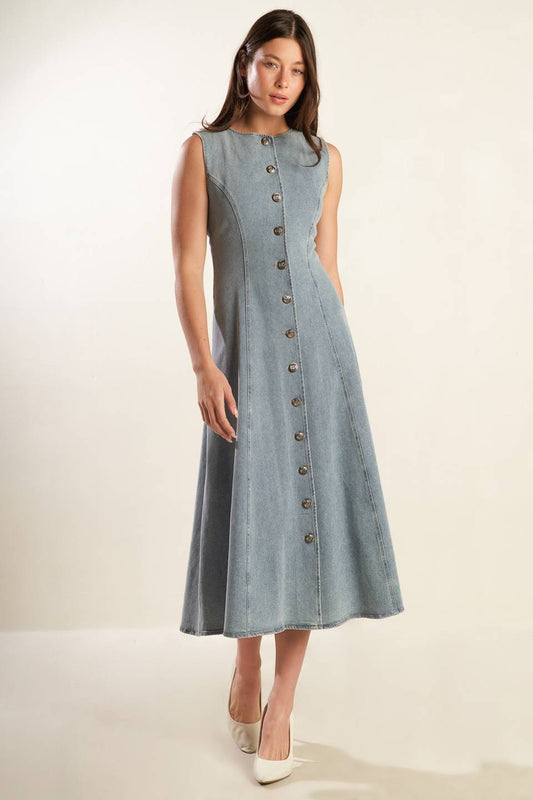 NAUTICAL & NICE DENIM MIDI DRESS Flying Tomato