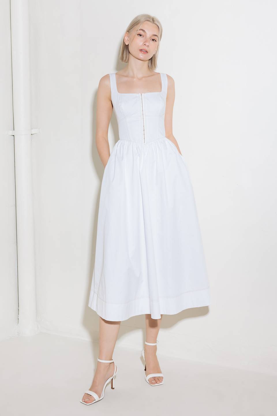 CATCH THE SUN IN WHITE WOVEN MIDI DRESS