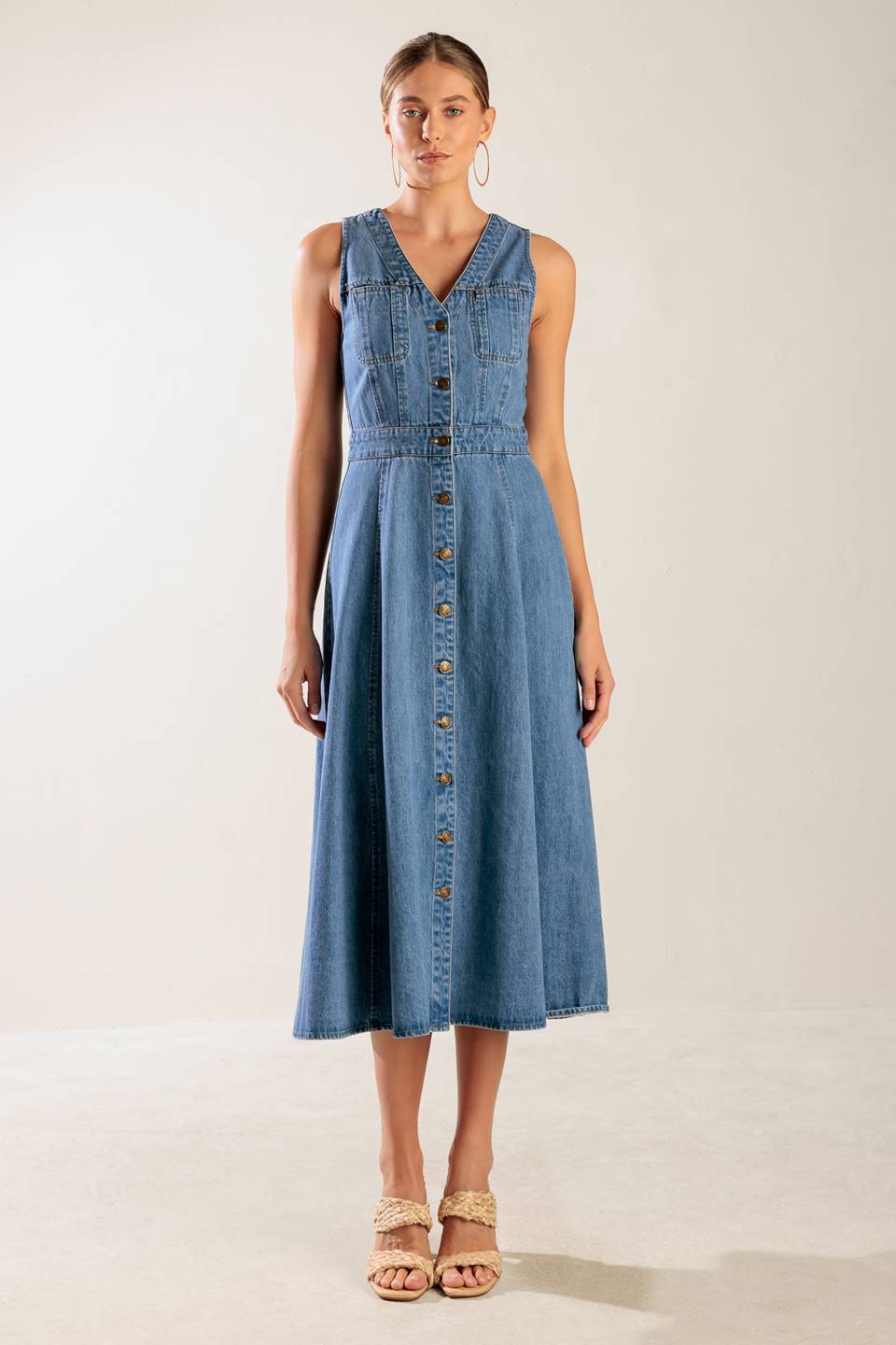 THE JOURNEY BEGINS BLUE DENIM MIDI DRESS Flying Tomato