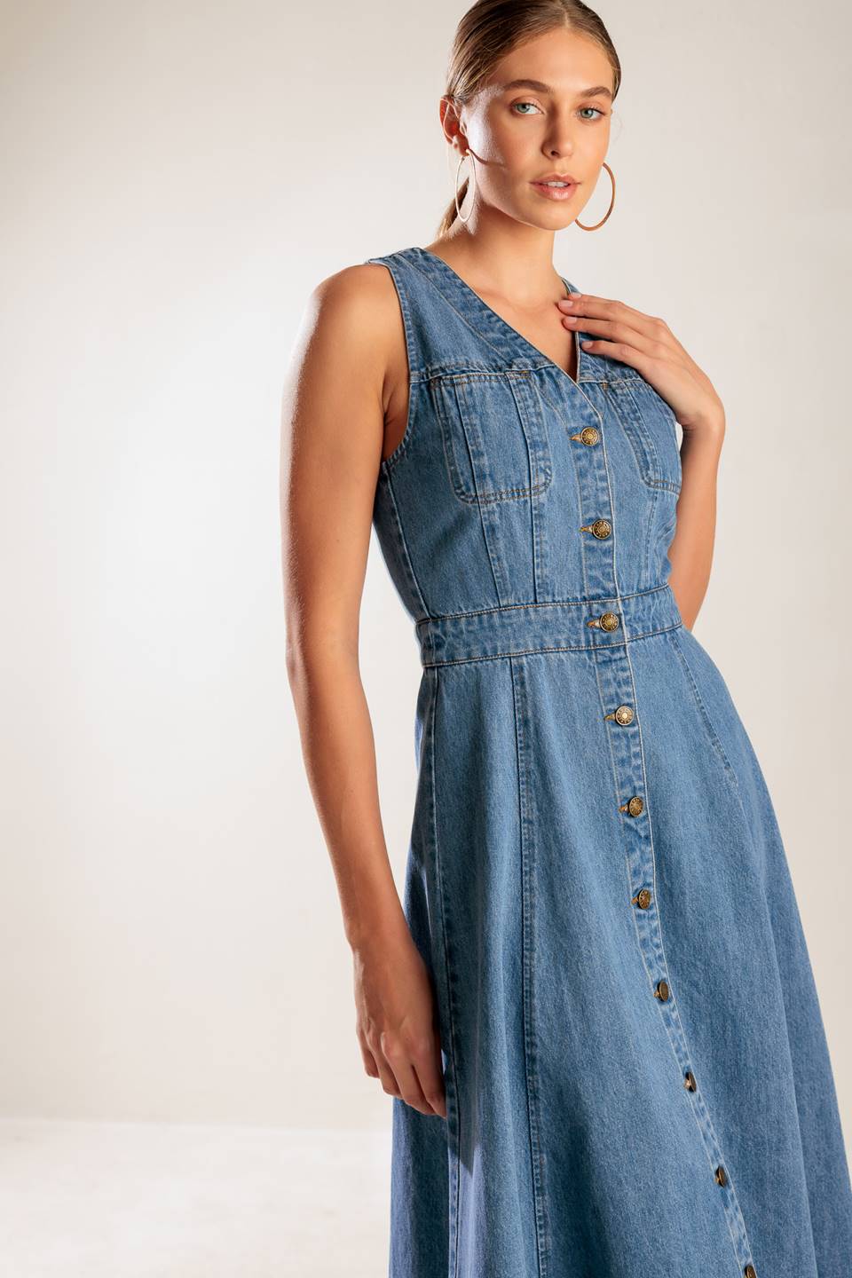 THE JOURNEY BEGINS BLUE DENIM MIDI DRESS Flying Tomato