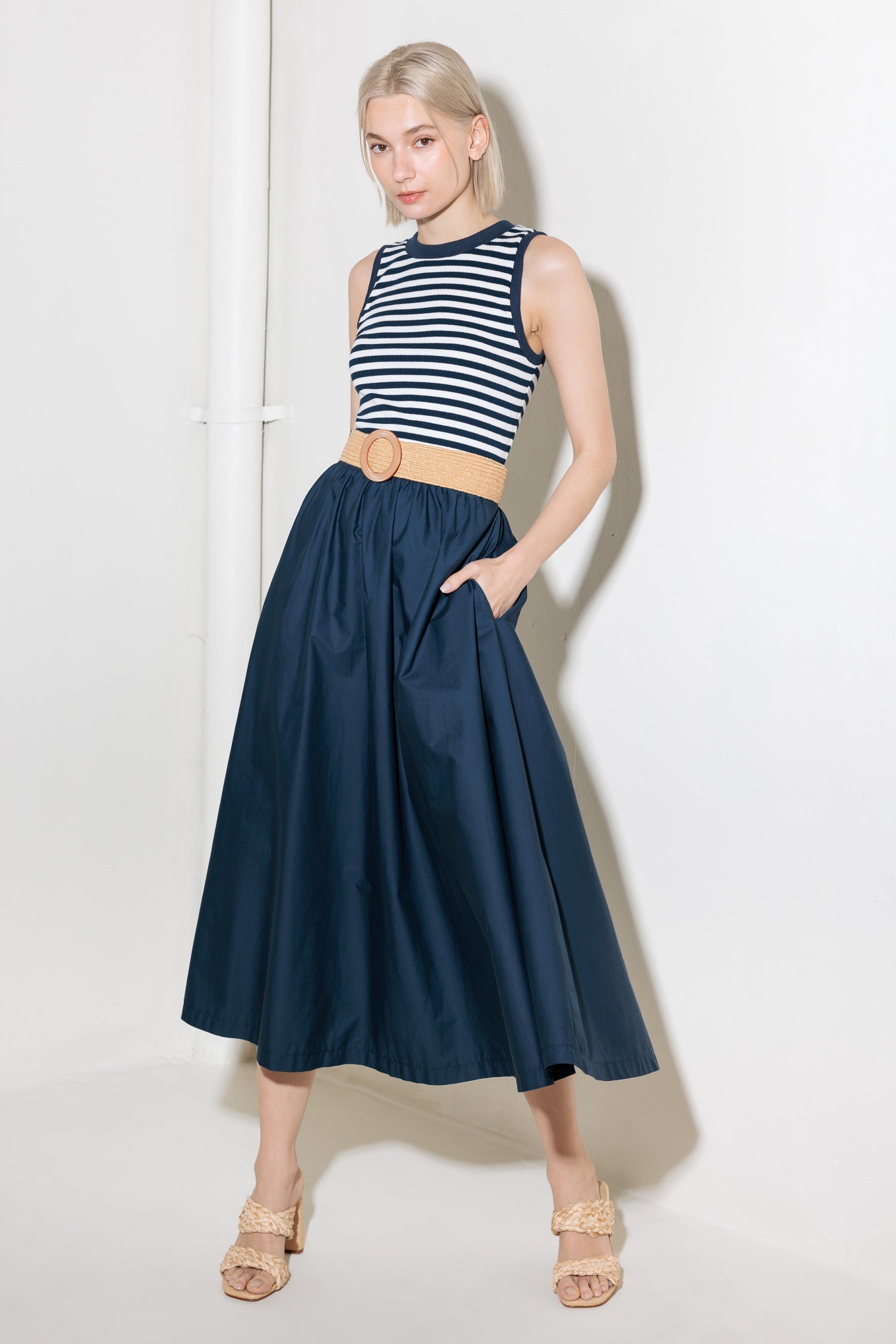 SWEETLY STATED COMBINATION MIDI DRES