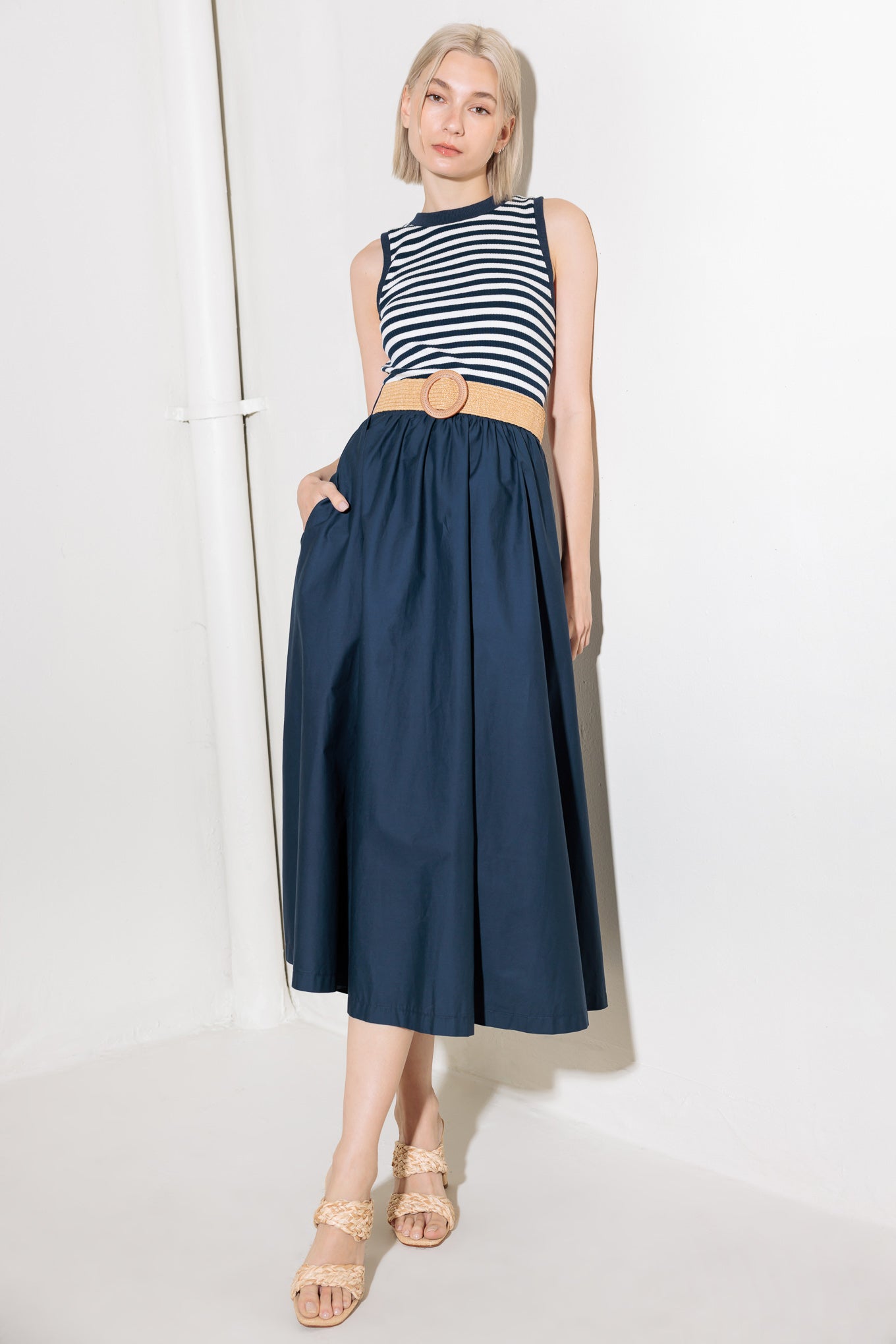 SWEETLY STATED COMBINATION MIDI DRES