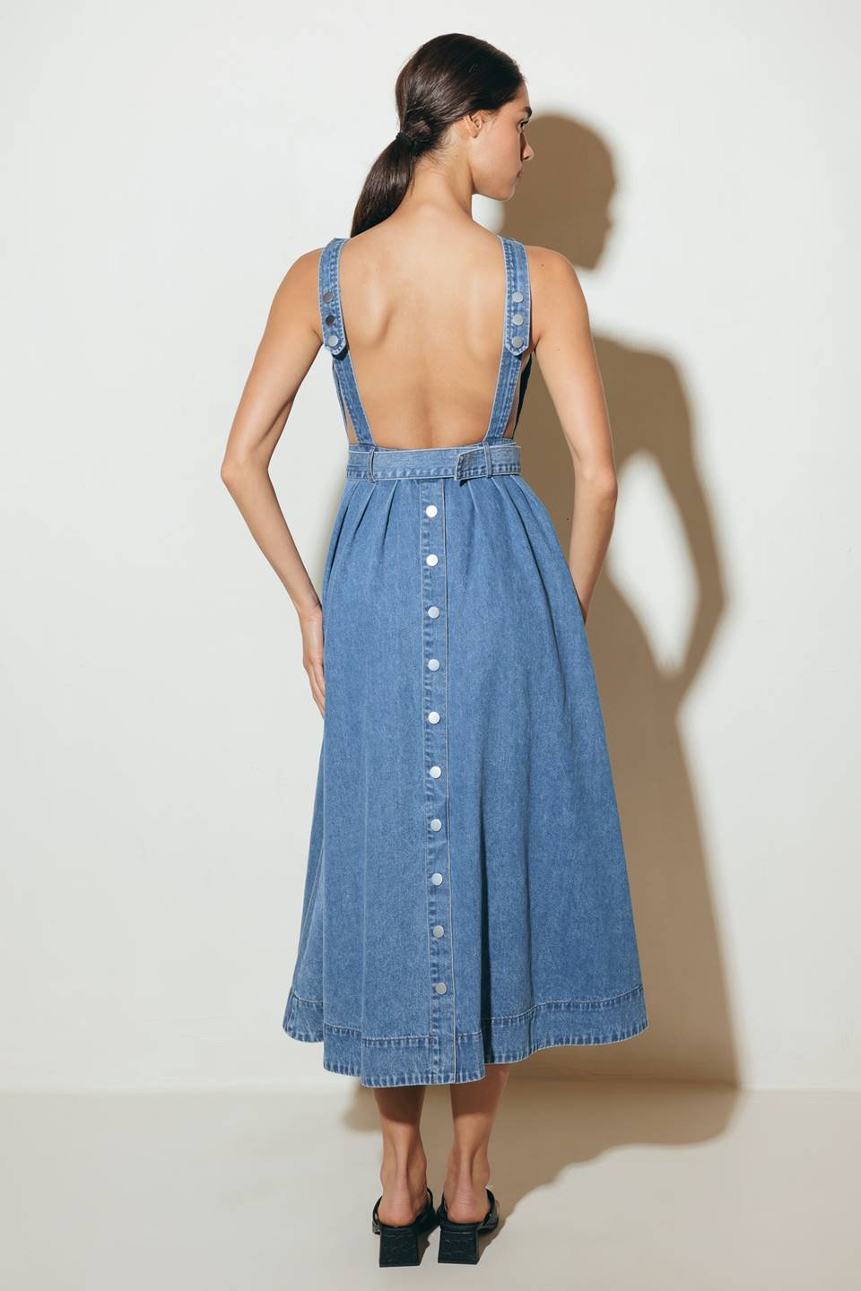 LAVENDER FIELDS DENIM MIDI DRESS