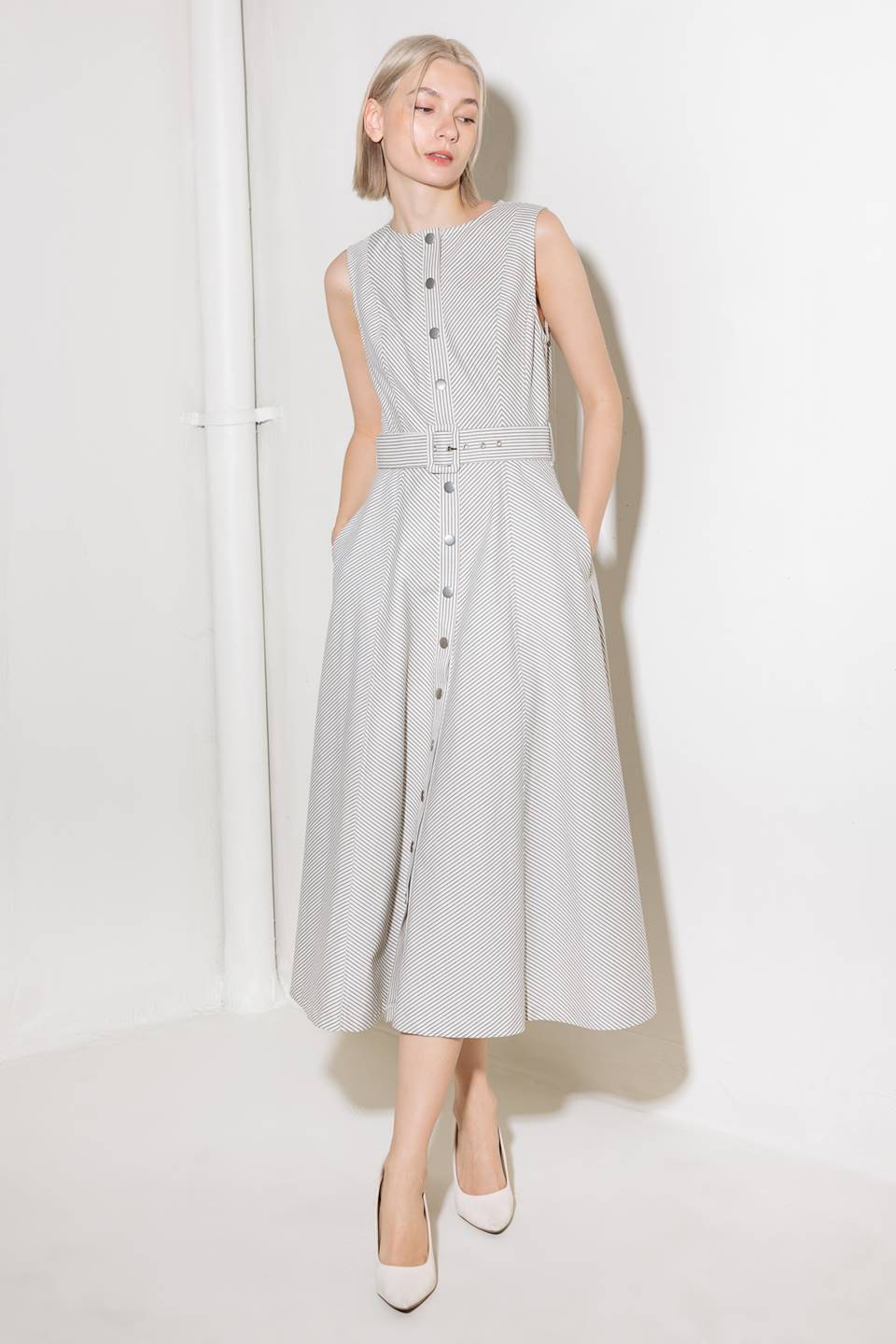 DELICATELY DARING WOVEN MIDI DRESS