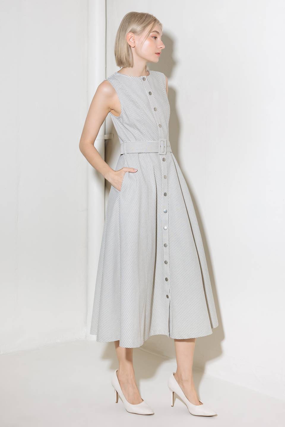 DELICATELY DARING WOVEN MIDI DRESS