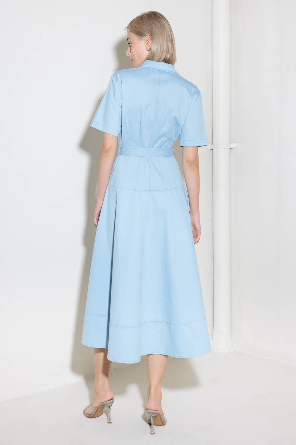 BREATHE EASY IN BLUE WOVEN SHIRT DRESS