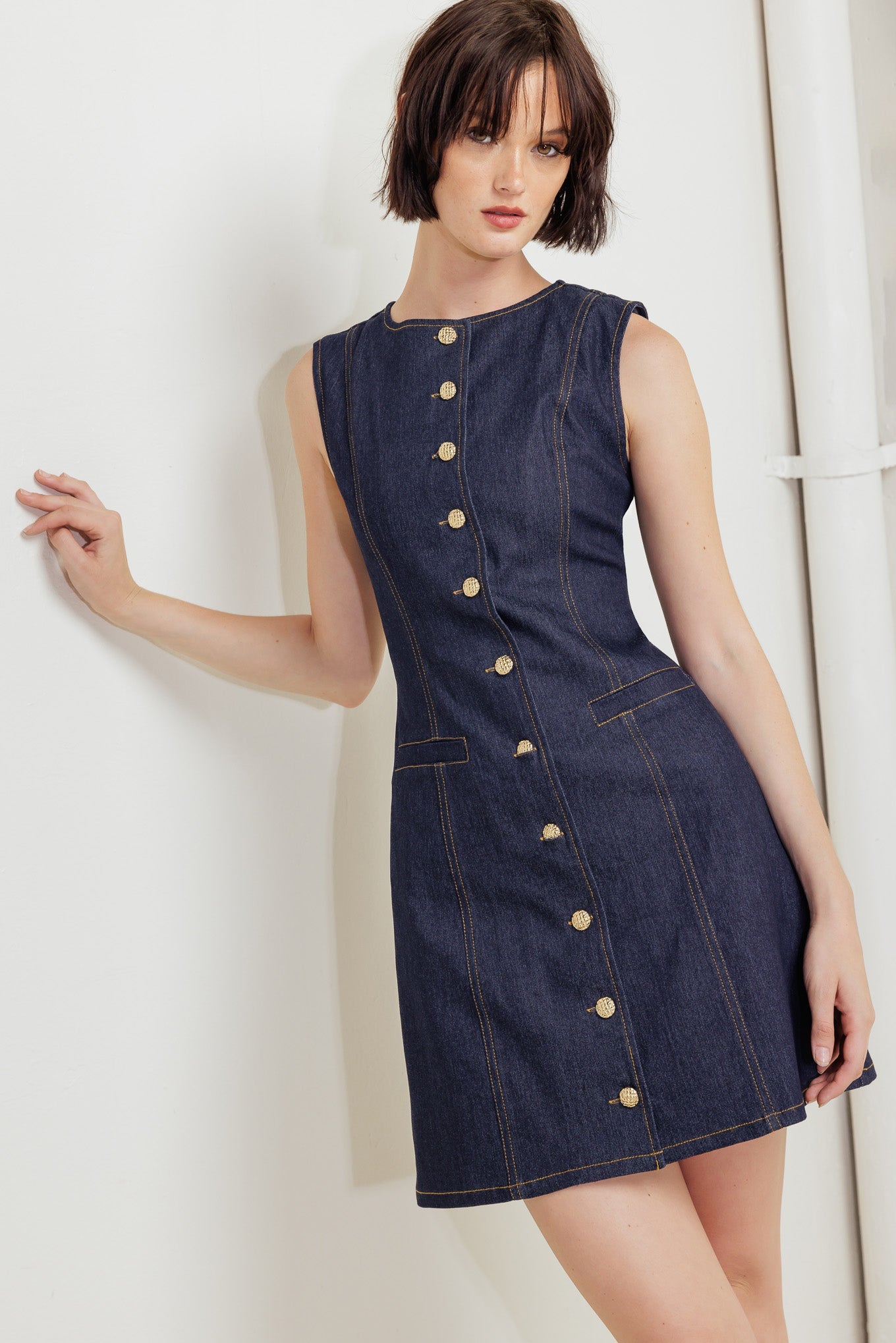 INDIGO AVENUE DENIM MINI DRESS