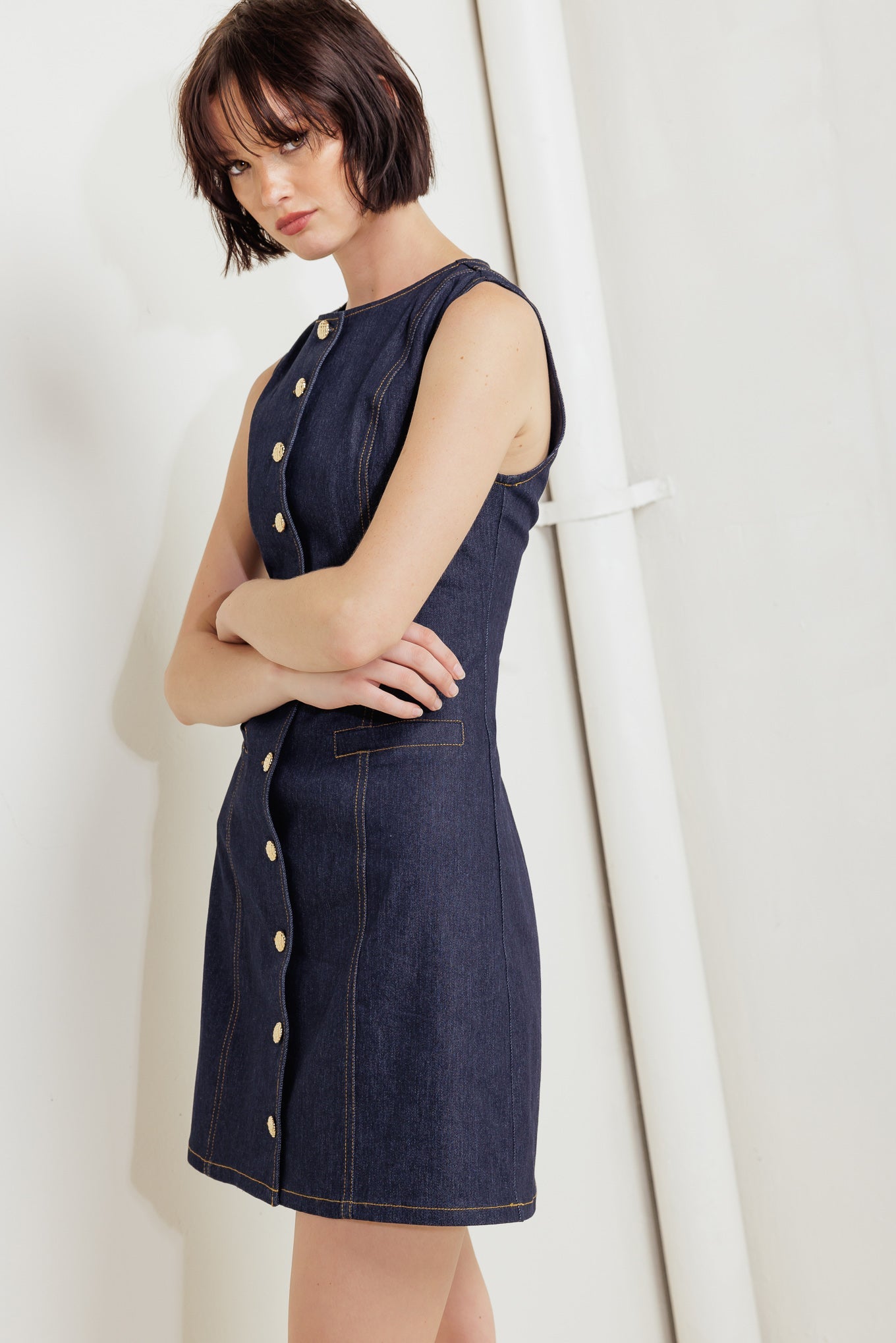 INDIGO AVENUE DENIM MINI DRESS