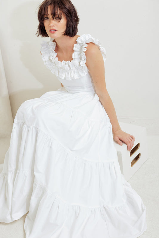 SWEETHEART TIERED ROMANCE WOVEN MIDI DRESS Flying Tomato