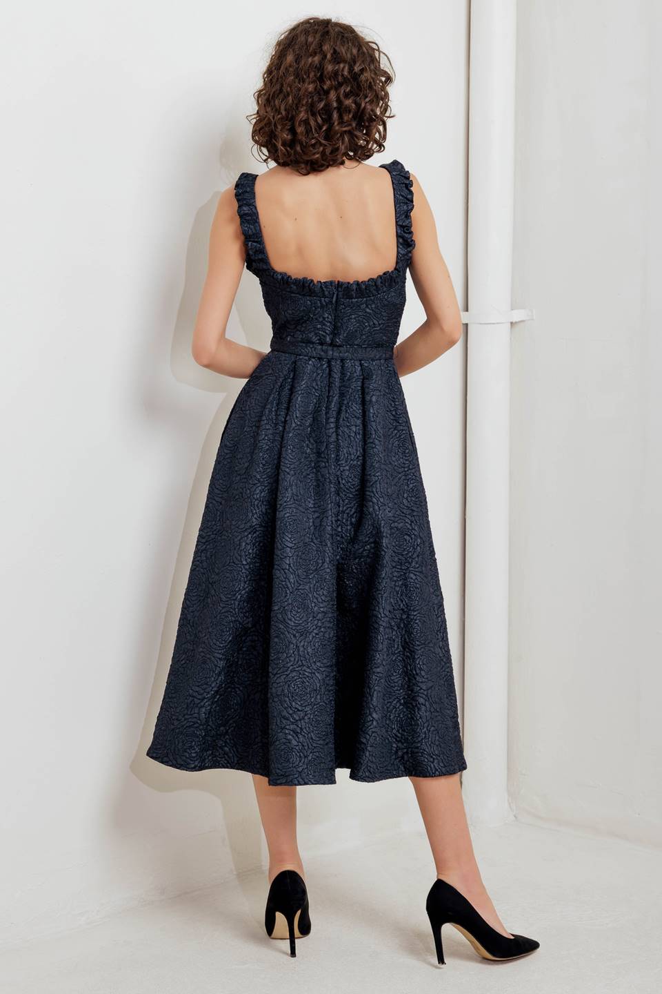 MOONLIGHT BLOOM WOVEN MIDI DRESS