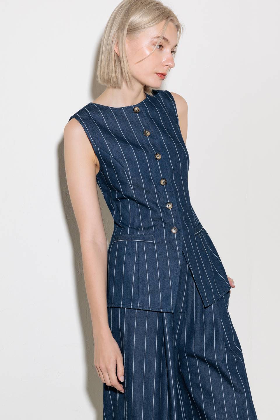 HOLD JOY IN INDIGO WOVEN VEST