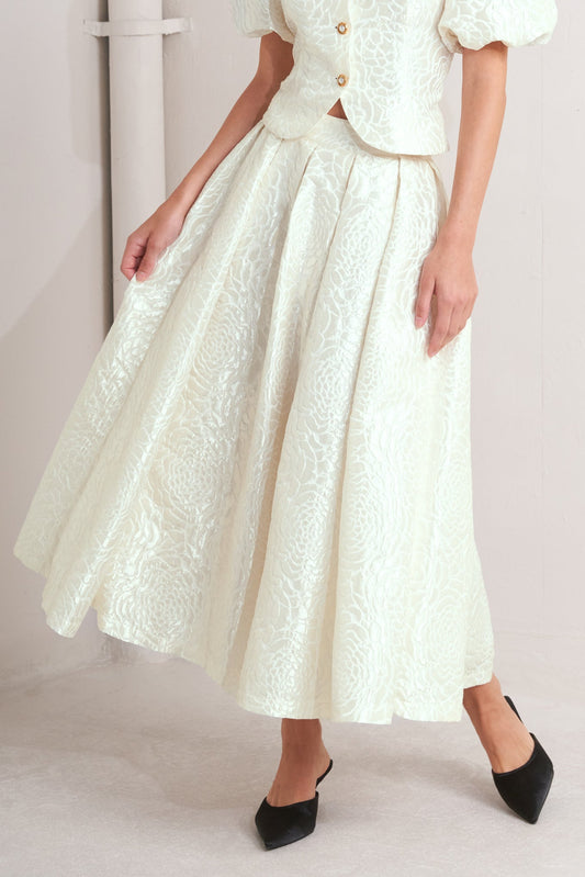 ROSÉ TEXTURE WOVEN FULL MIDI SKIRT Flying Tomato