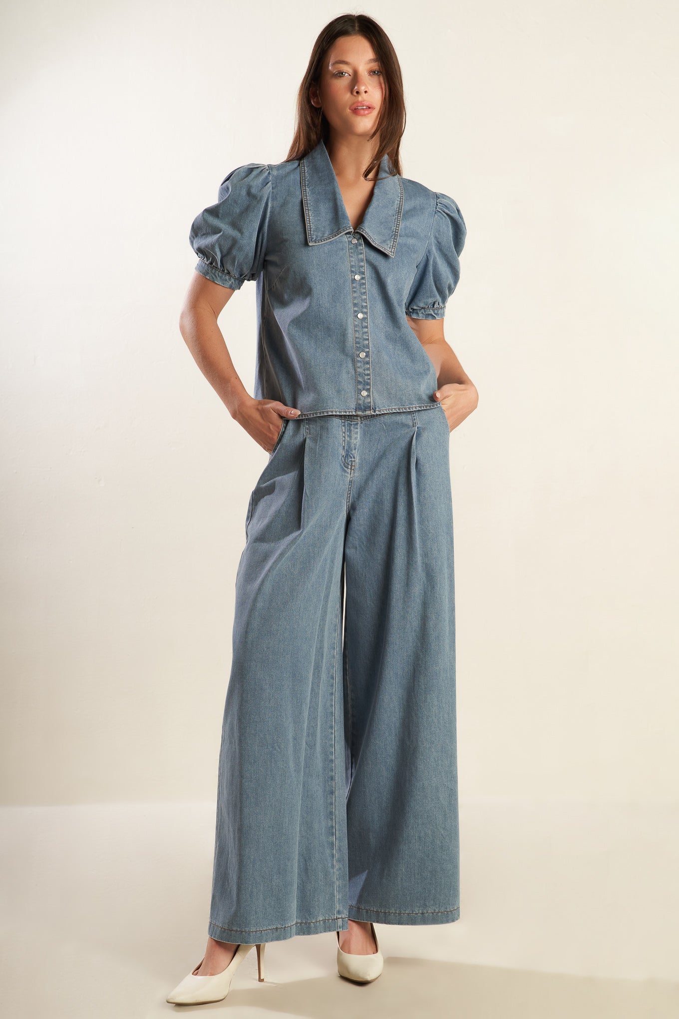 ETERNAL SUNSHINE CHAMBRAY DENIM TOP