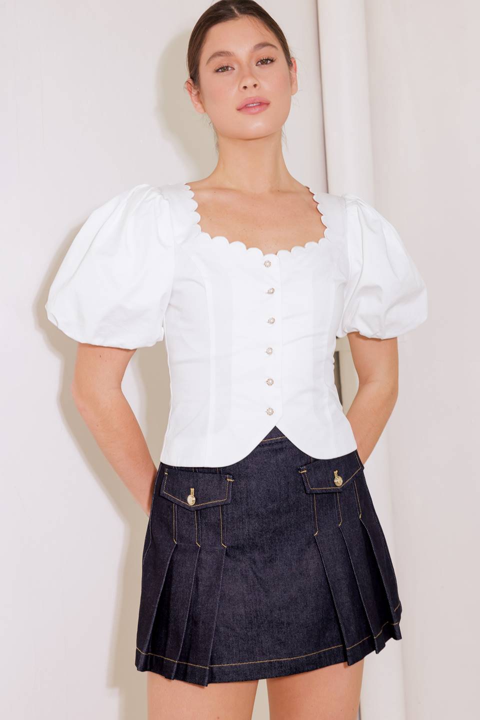 NEVER ORDINARY WHITE WOVEN TOP