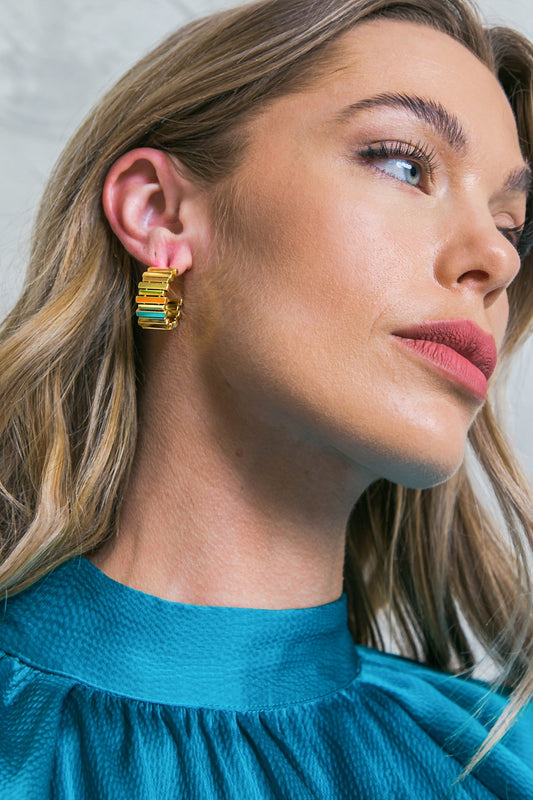 DIP RIBBED STUD EARRINGS Flying Tomato
