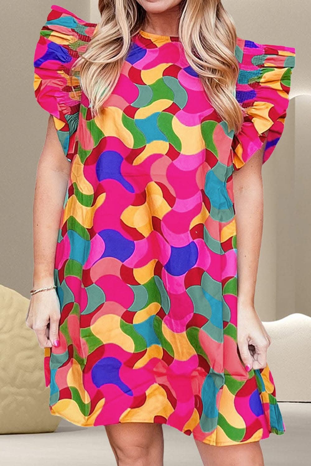 Floral Ruffle Cap Sleeve Dress for Effortless Elegance
