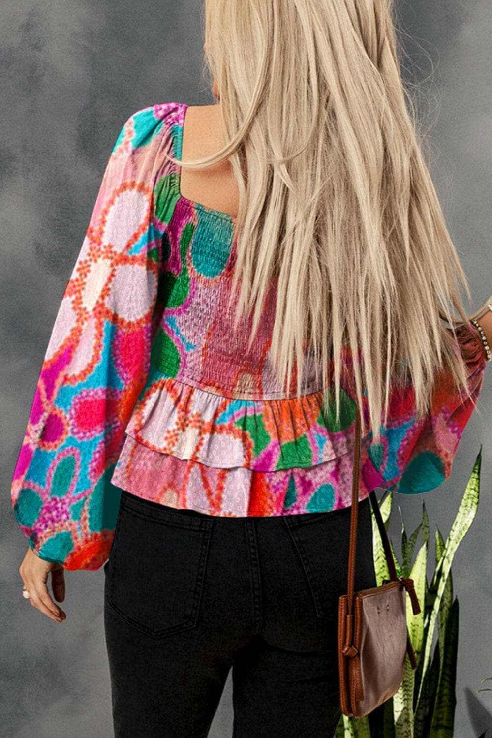 Floral Smocked Blouse with Ruffles - Love Salve