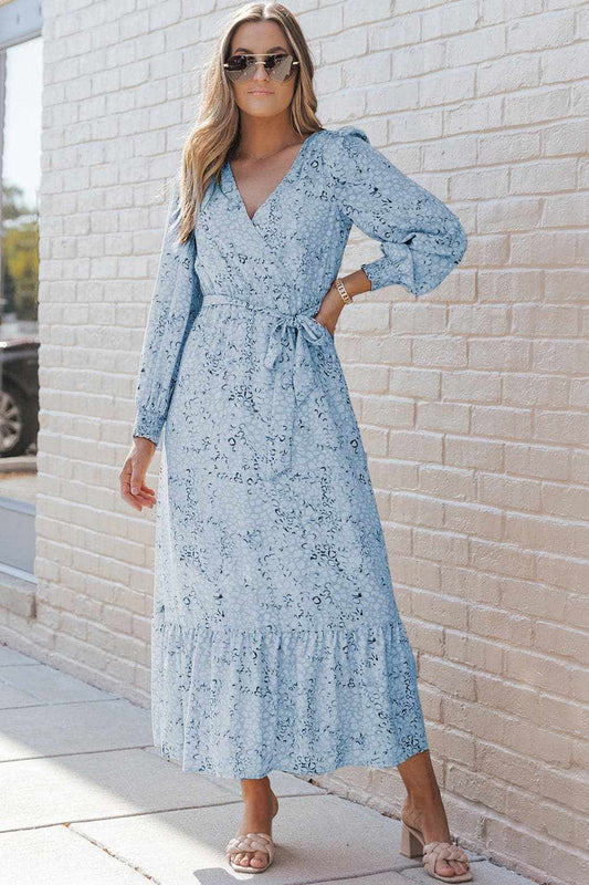 Floral Tie-Front Ruffle Dress - Love Salve