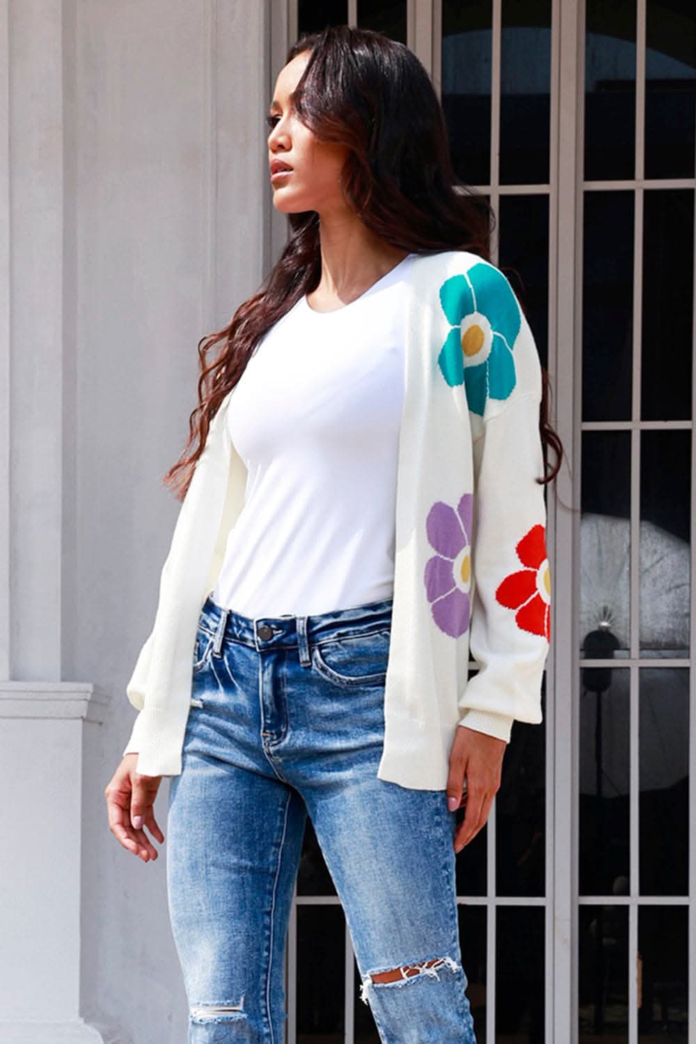 Floral long sleeve cardigan - soft fabric - Love Salve