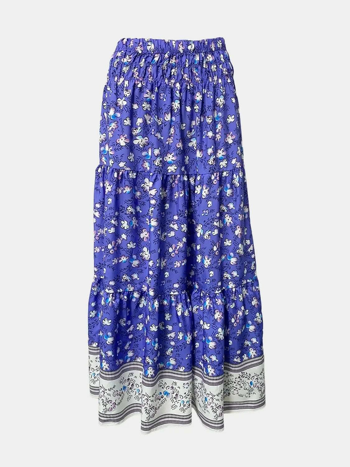 Floral midi skirt with elastic waist
