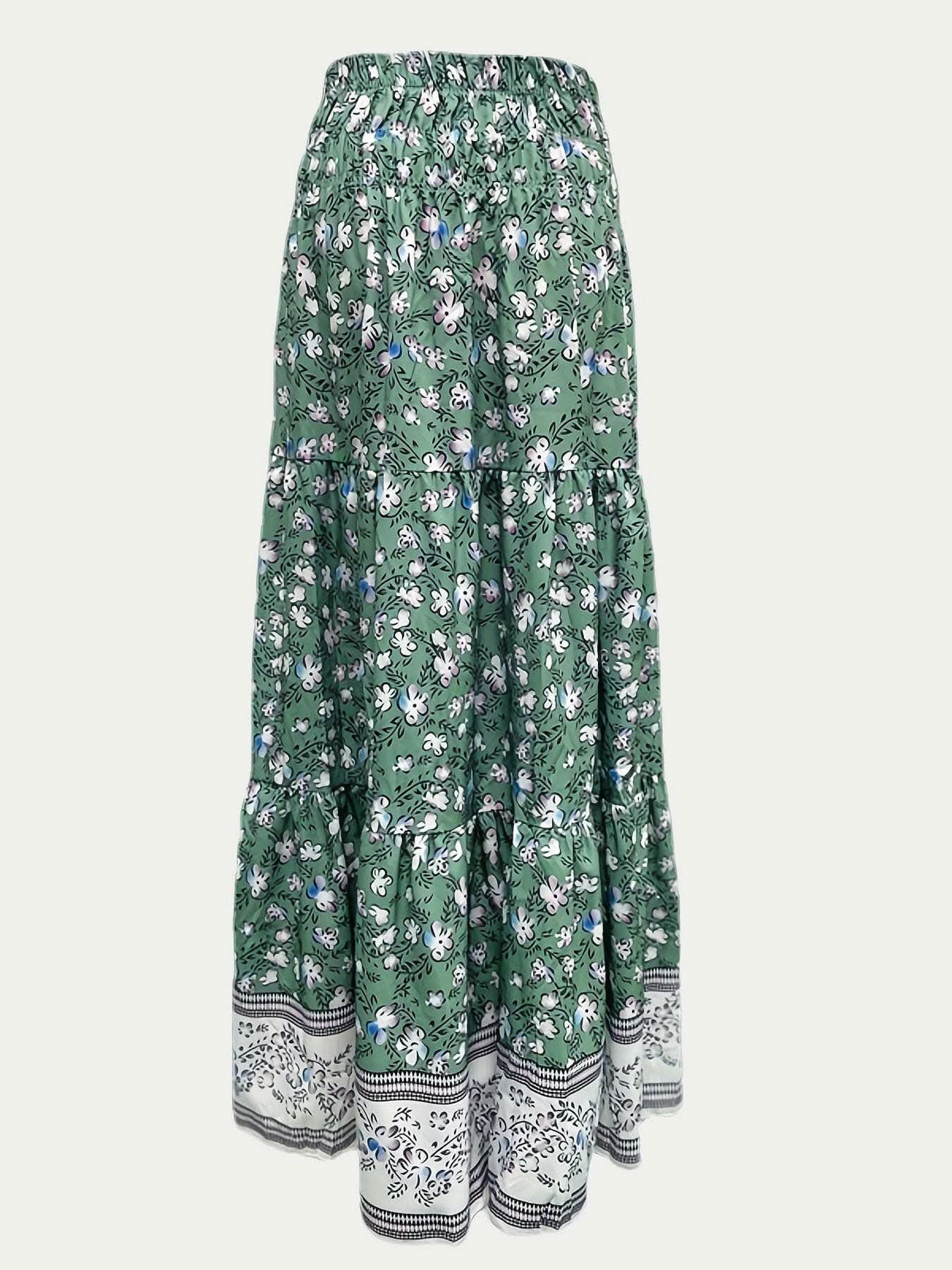 Floral midi skirt with elastic waist