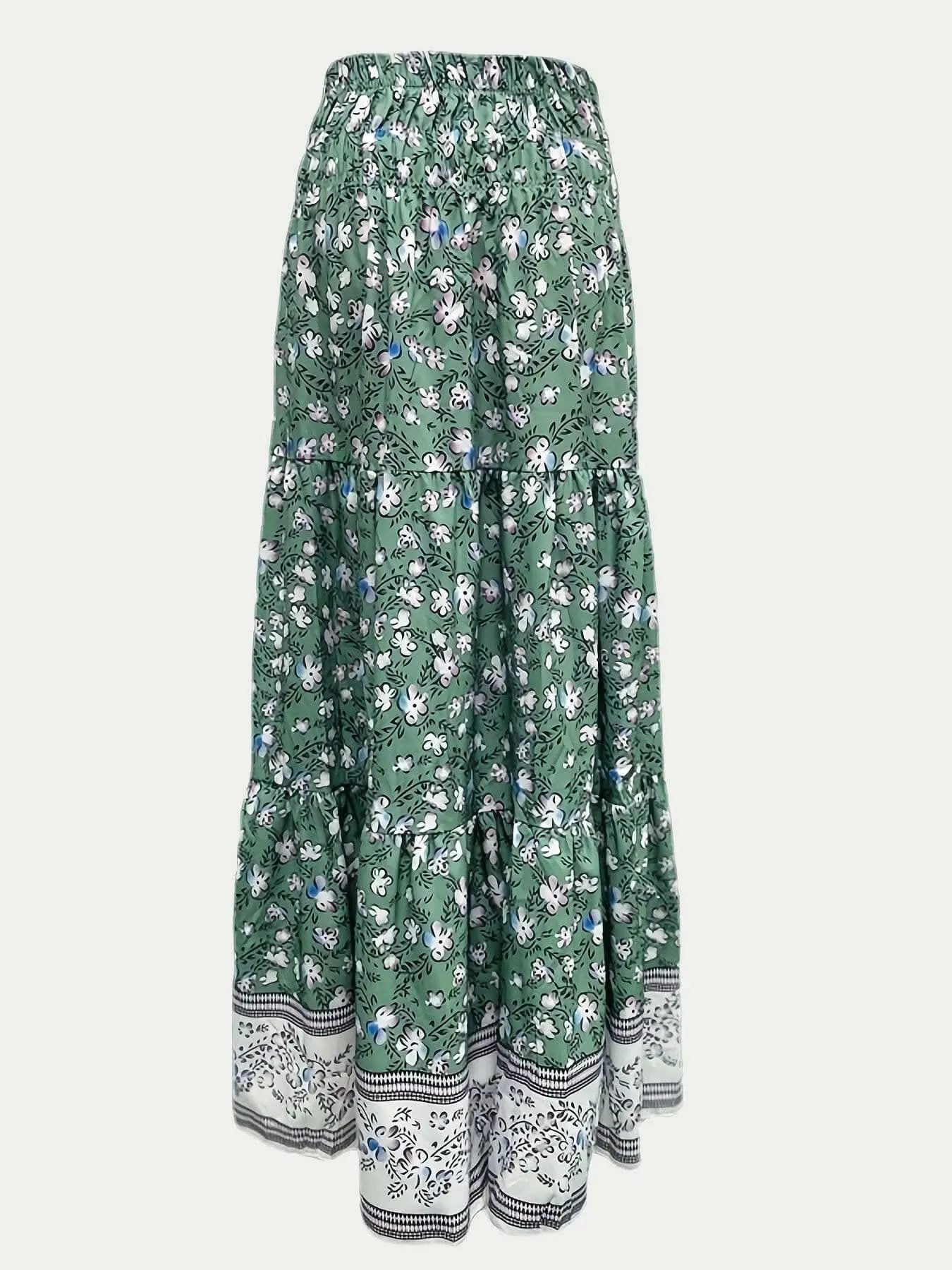 Floral midi skirt with elastic waist - Love Salve