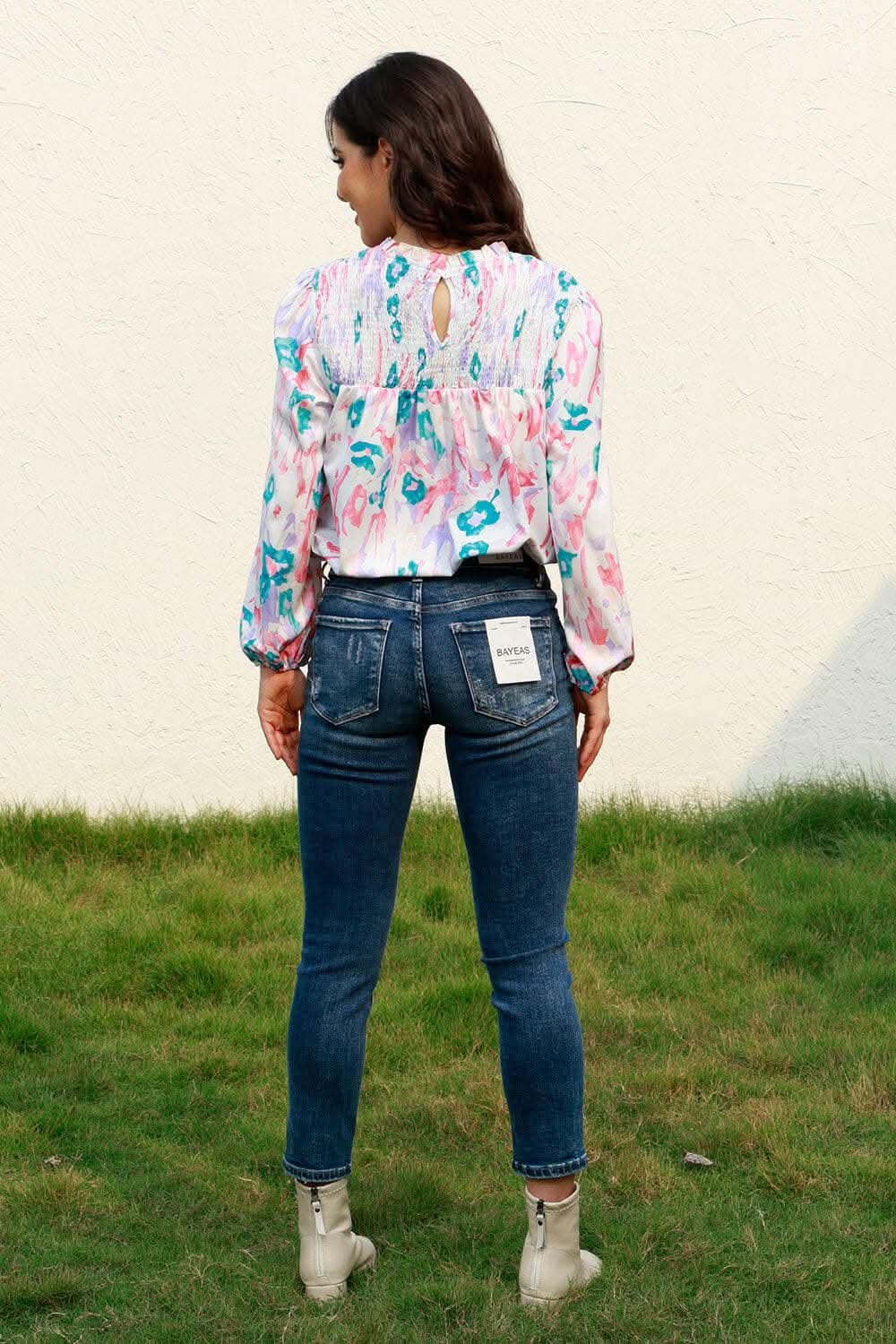 Floral smock blouse with sleeves - Love Salve