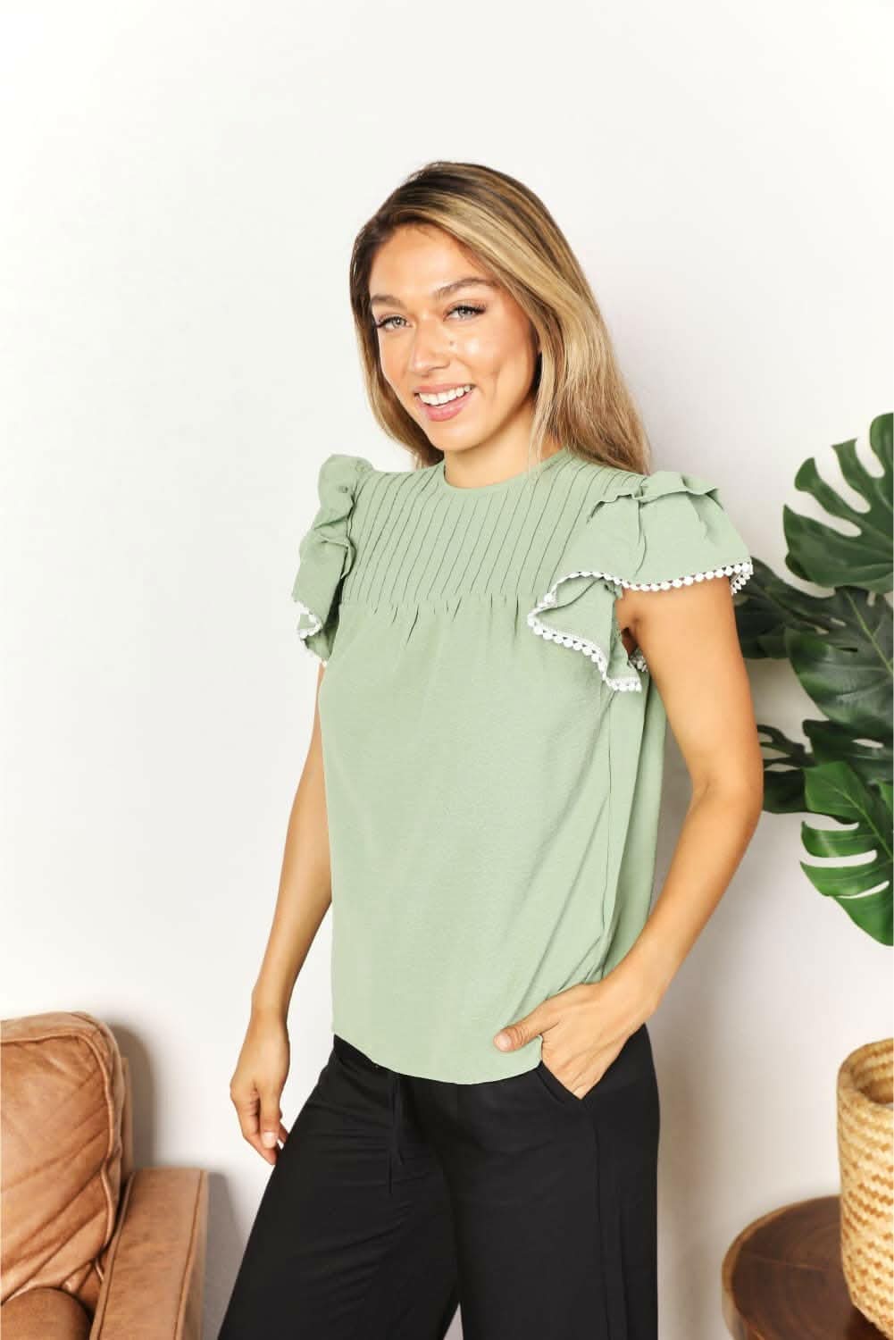 Fluttering pleated blouse - chic style - Love Salve