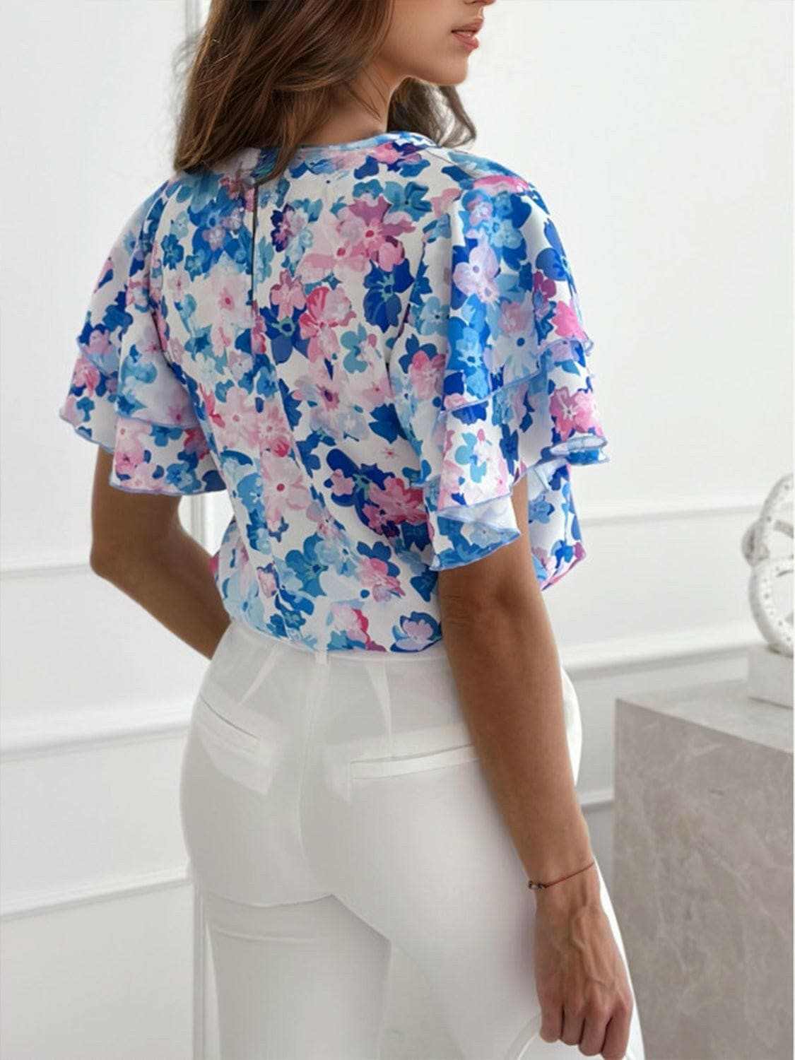 Flutter sleeve sheer blouse - Love Salve