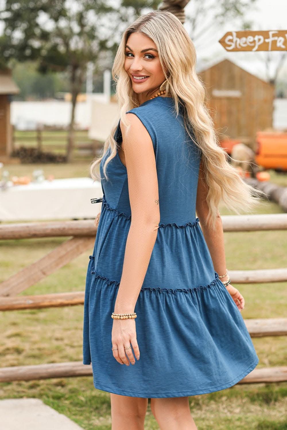 Frill Notched Mini Dress in Sheer with Feminine Charm