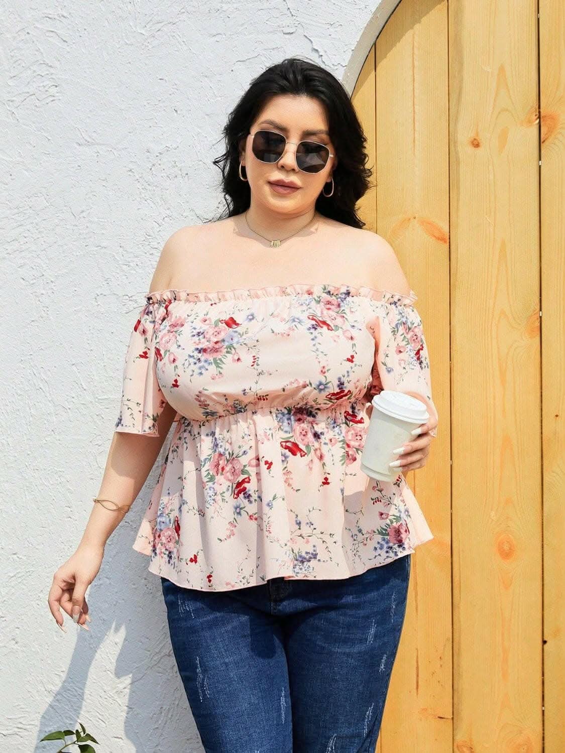 Frilly flutter sleeve blouse for curves - Love Salve