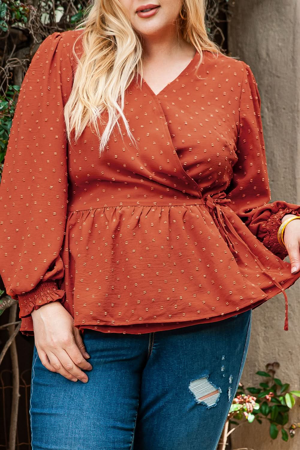 Gold Flame Plus Size Wrap Blouse - Love Salve