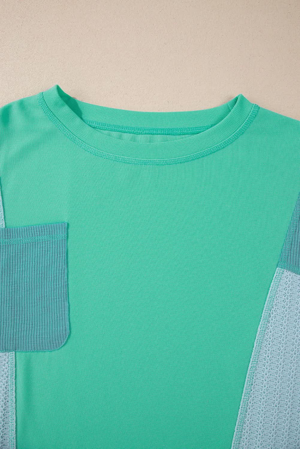 Green Colorblock Stitching Patchwork Buttoned Long Sleeve Top - Love Salve