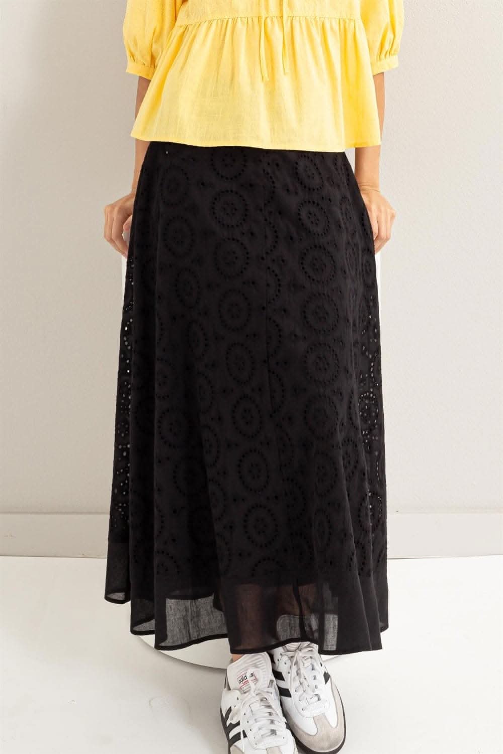 HYFVE Eyelet High-Waist Midi Skirt - Love Salve