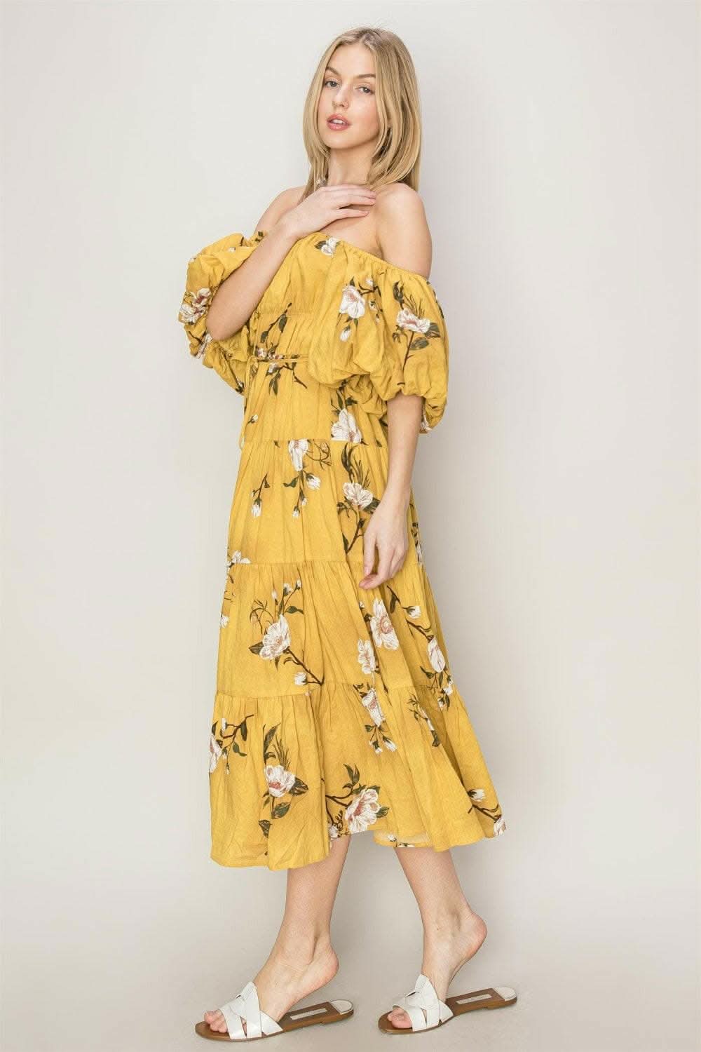 HYFVE Floral Puff Sleeve Tiered Dress - Love Salve
