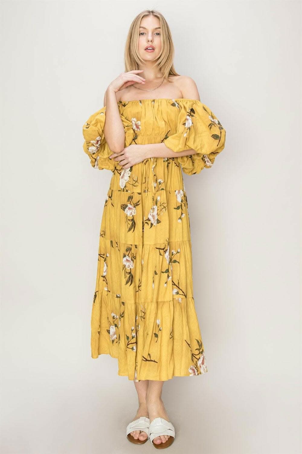 HYFVE Floral Puff Sleeve Tiered Dress - Love Salve