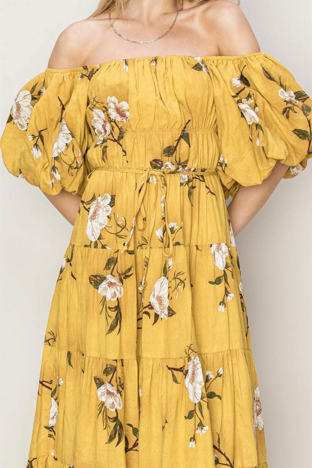 HYFVE Floral Puff Sleeve Tiered Dress - Love Salve