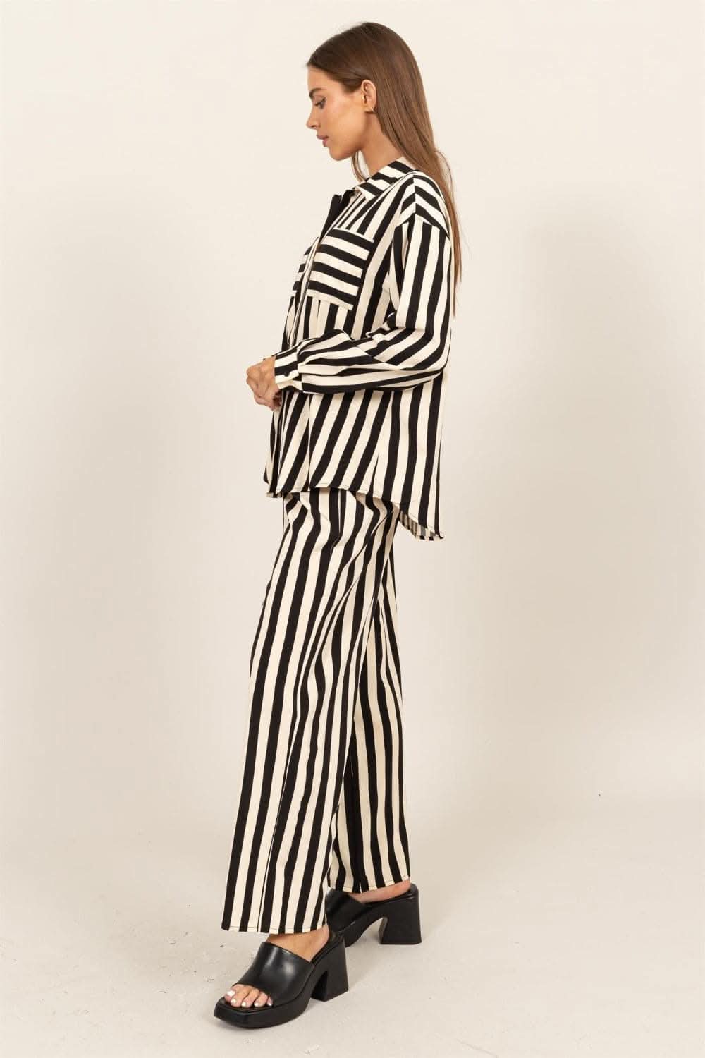 HYFVE Striped Button Up Shirt and Pants Set - Love Salve