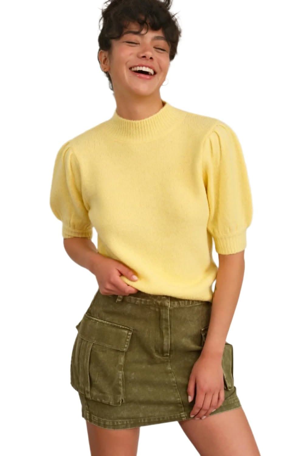 HYFVE puff sleeve mock neck top - Love Salve