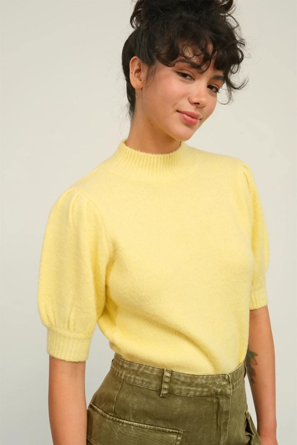 HYFVE puff sleeve mock neck top - Love Salve