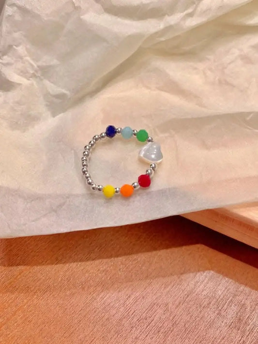 Heart-shaped acrylic ring - adjustable - Love Salve
