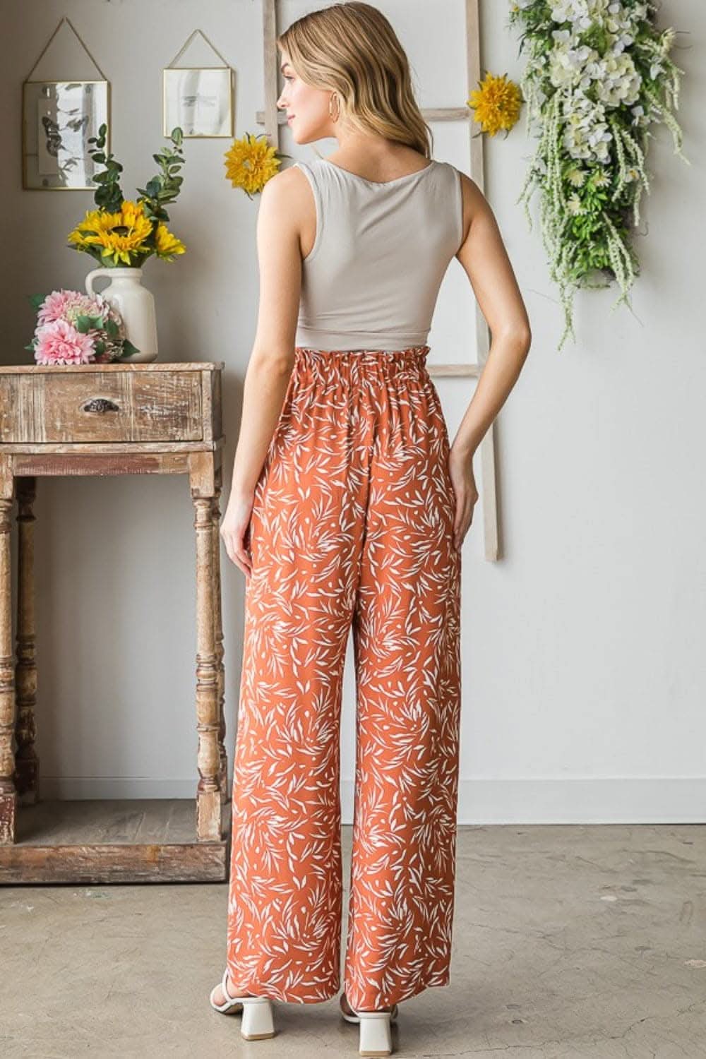 Heimish Full Size Printed Tied Straight Casual Pants - Love Salve