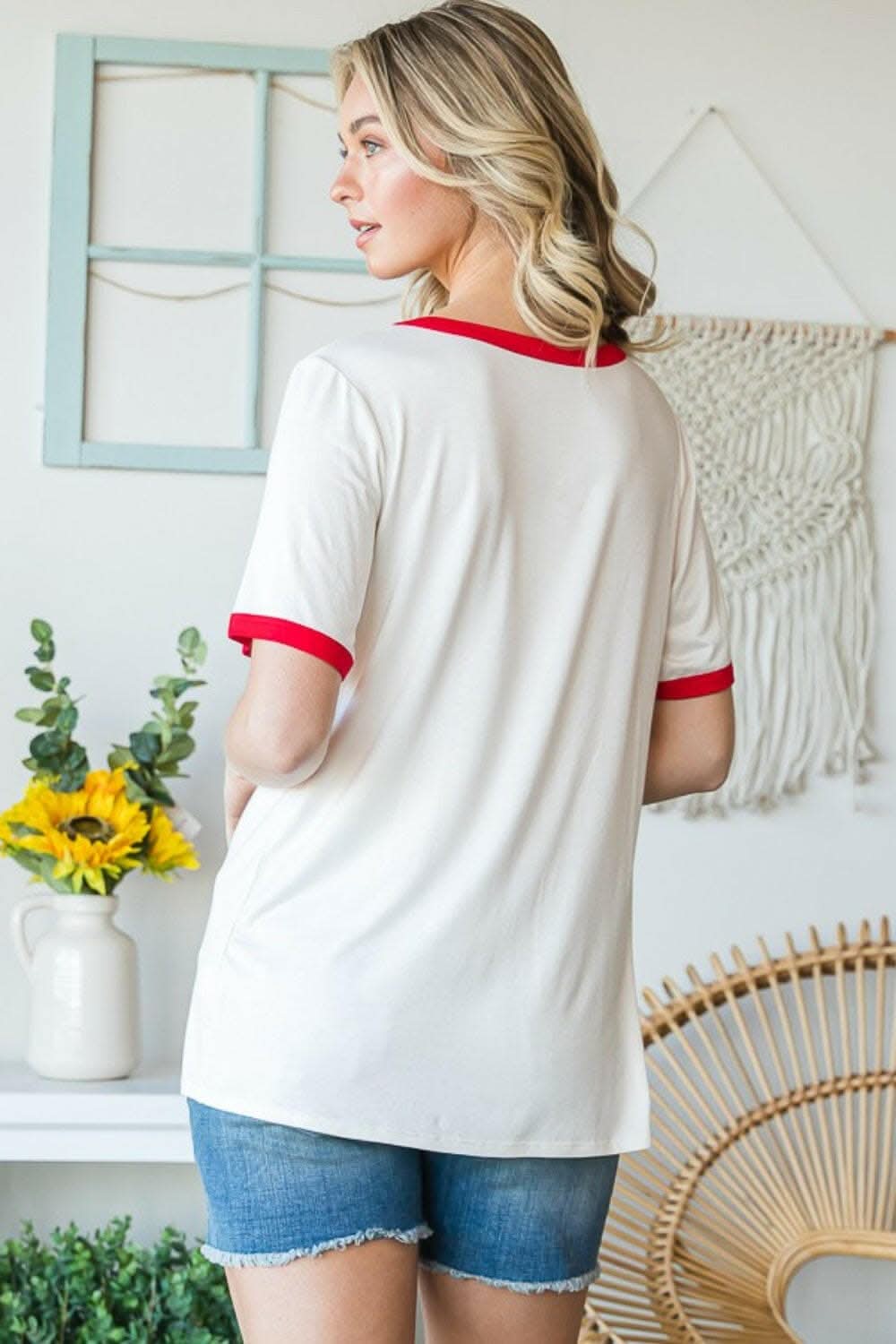 Heimish Full Size USA Contrast Trim Short Sleeve T-Shirt - Love Salve