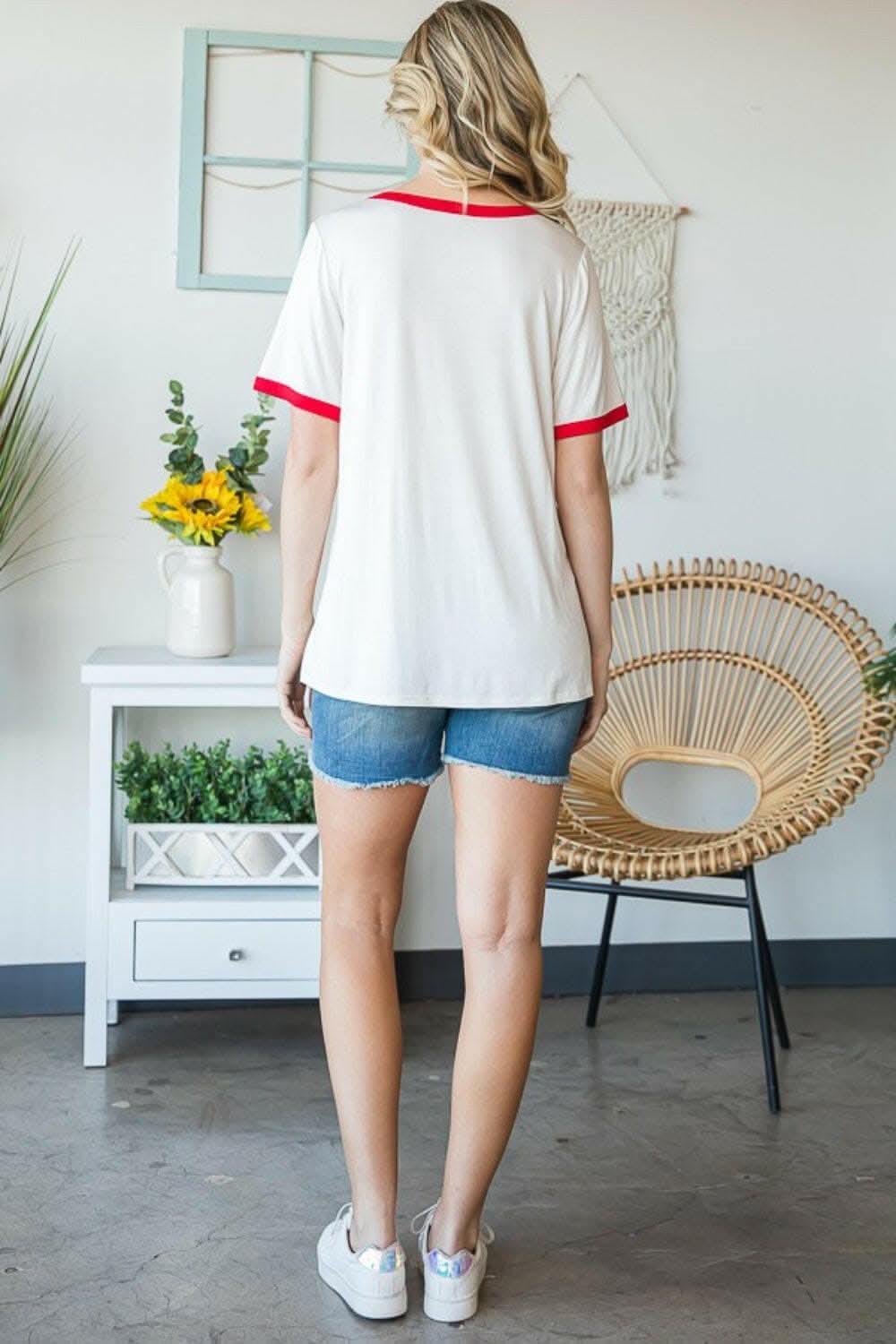 Heimish Full Size USA Contrast Trim Short Sleeve T-Shirt - Love Salve