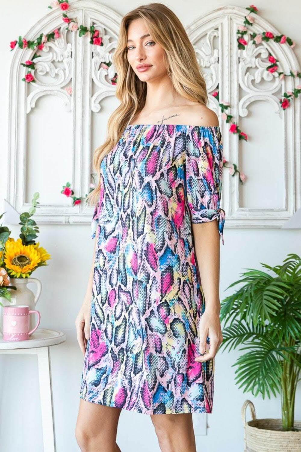 Heimish off-shoulder snake mini dress - Love Salve