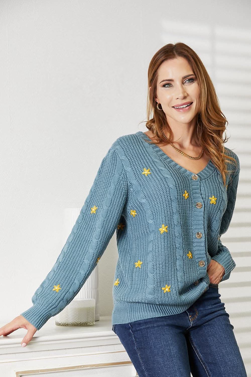 Heyson floral embroidered cardigan - Love Salve