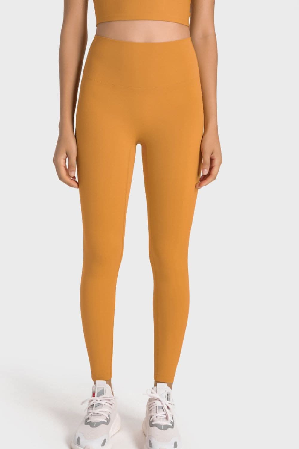 High-rise yoga leggings with wide waistband